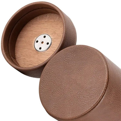 Portable Leather Cigar Humidor Case for Travel