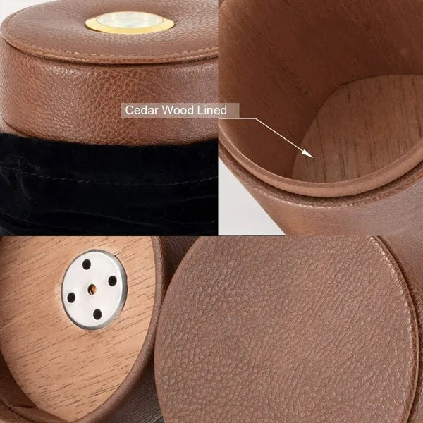 Portable Leather Cigar Humidor Case for Travel