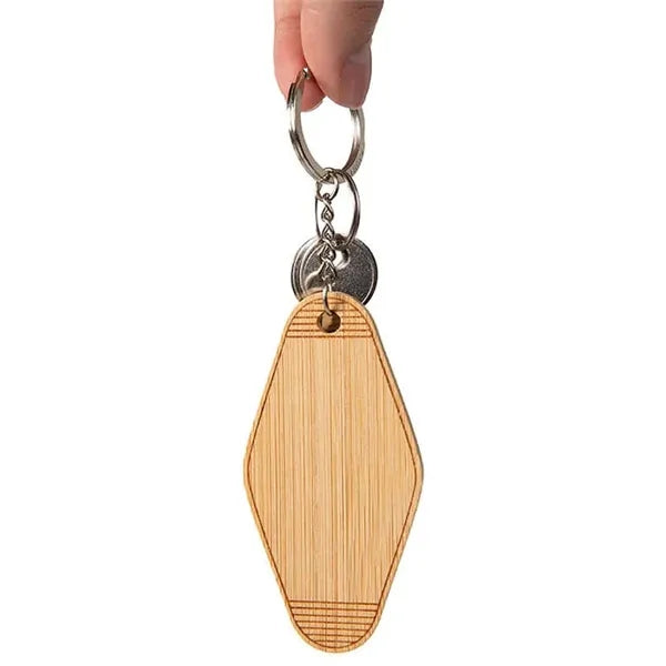 Personalized Bamboo Motel Keychain
