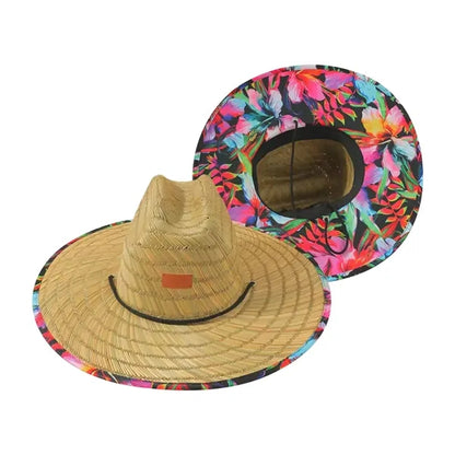 Lifeguard Straw Hat w/ Full Color Underbrim & Patch