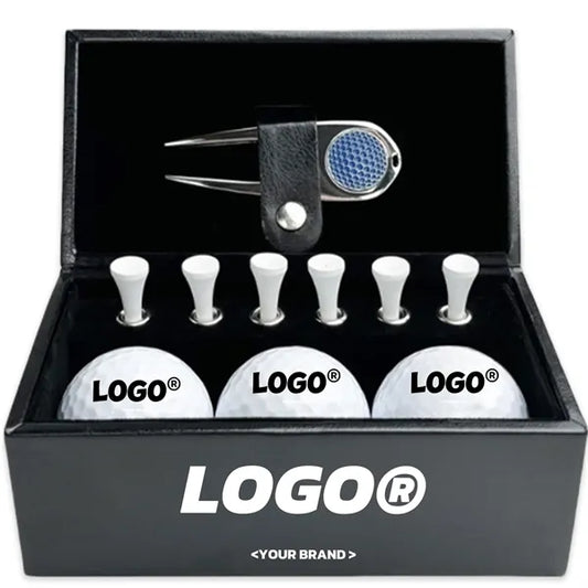 Luxury Golf Gift Set with Leather Box Ball and Tee