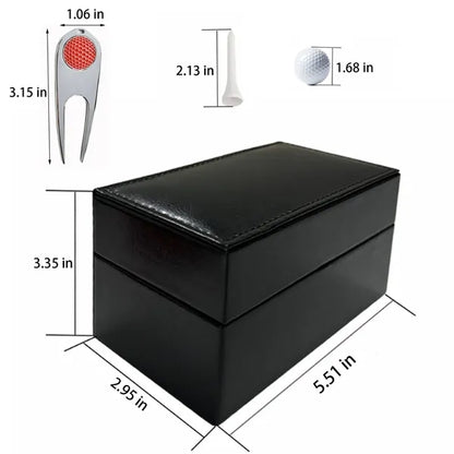 Luxury Golf Gift Set with Leather Box Ball and Tee