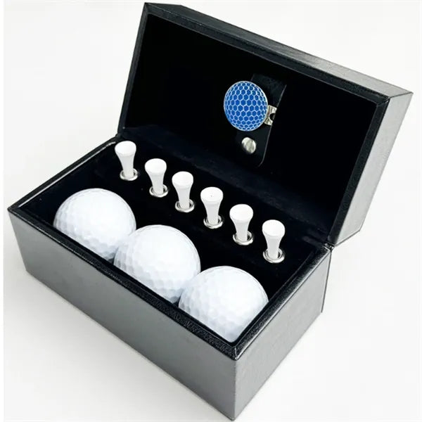 Luxury Golf Gift Set with Leather Box Ball and Tee