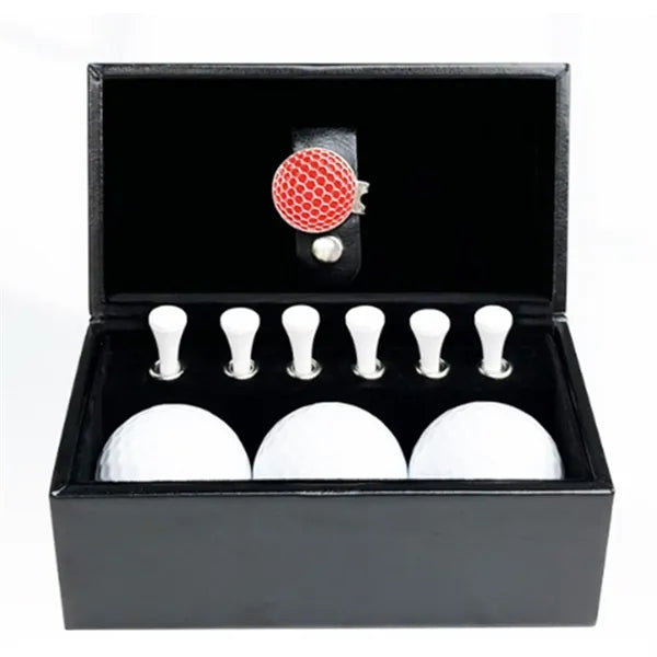 Luxury Golf Gift Set with Leather Box Ball and Tee