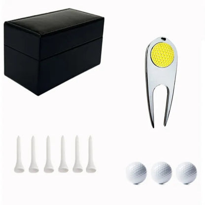Luxury Golf Gift Set with Leather Box Ball and Tee