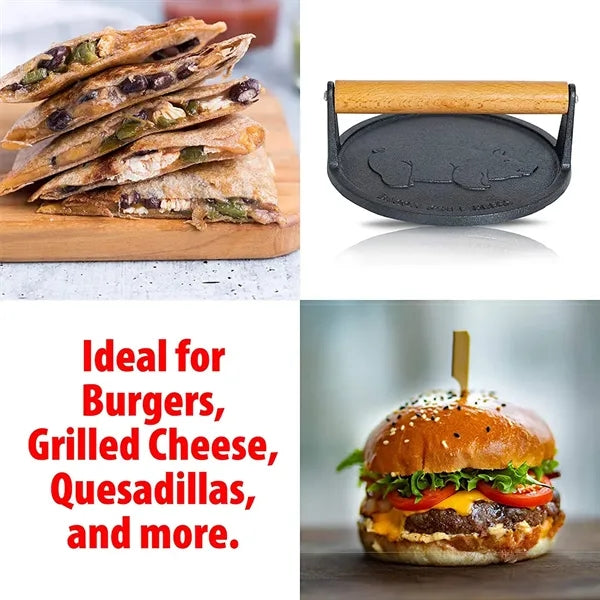 7-Inch Preseasoned Cast Iron Bacon Press