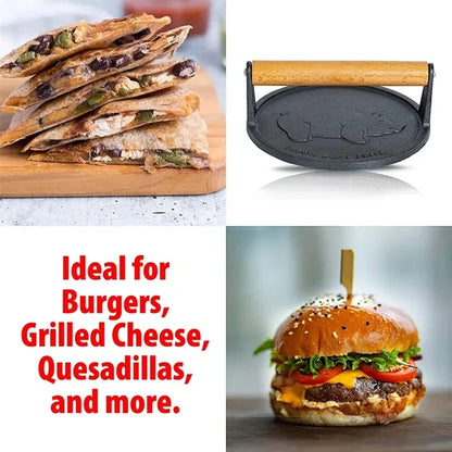 7-Inch Preseasoned Cast Iron Bacon Press