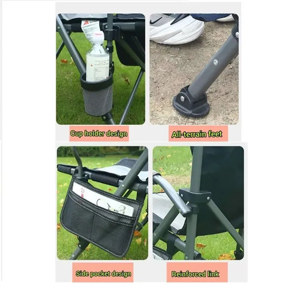 Folding Camping Chair with Cup Holder and Carry Bag