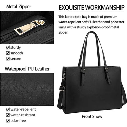 Waterproof Lightweight Leather 15.6 Inch Computer Tote Bag