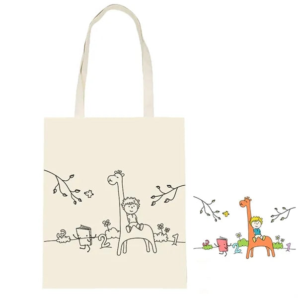 Painted canvas tote bag 6 crayons