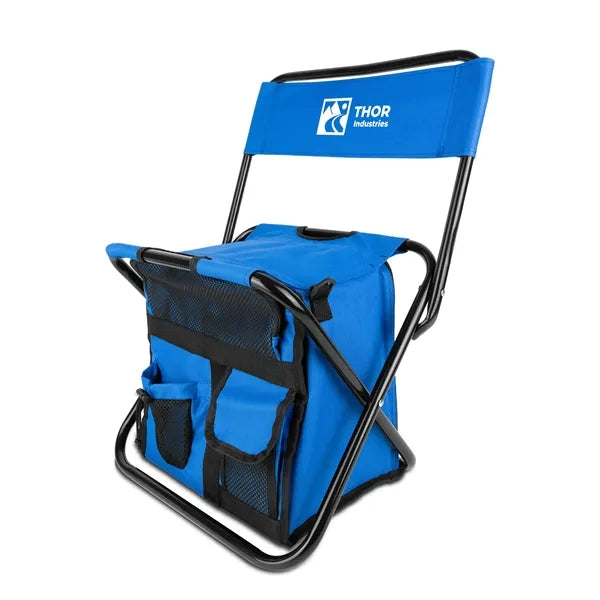 Folding Chair with 24 Can Cooler Bag & Pockets
