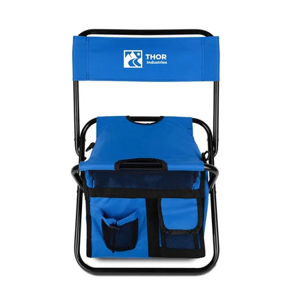 Folding Chair with 24 Can Cooler Bag & Pockets