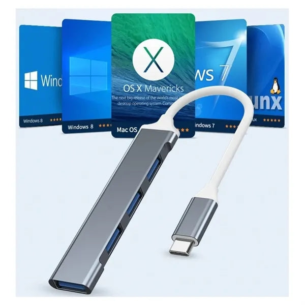 Recycled Aluminum 4-Port USB-A and C Hub