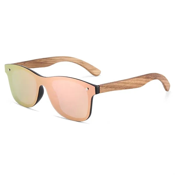 Trendy Square Frameless Polarized Bamboo Wooden Sunglasses