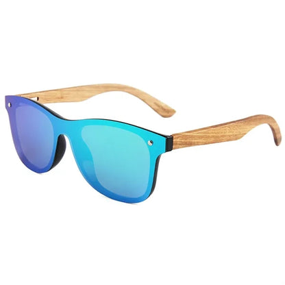 Trendy Square Frameless Polarized Bamboo Wooden Sunglasses
