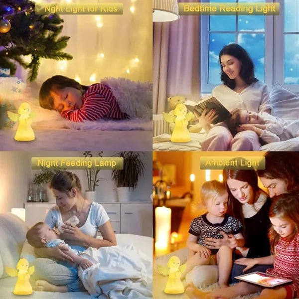 Multi-Color LED Angel Silicone Lamp with Tap Control