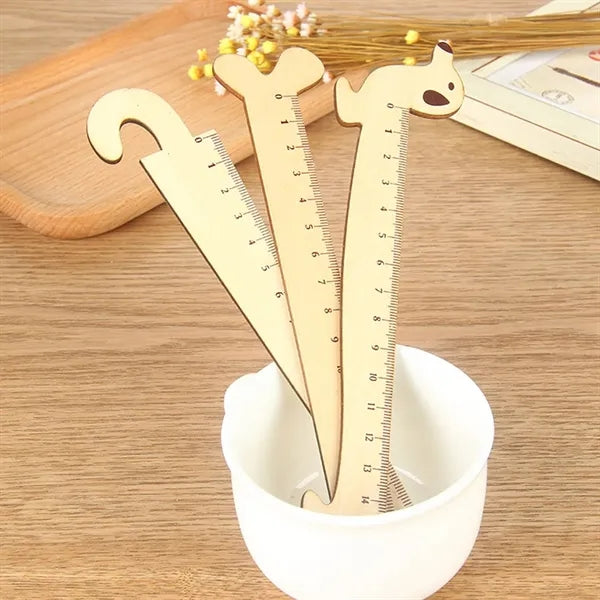 Cartoon Animal Wooden Student Ruler Office School Stationery