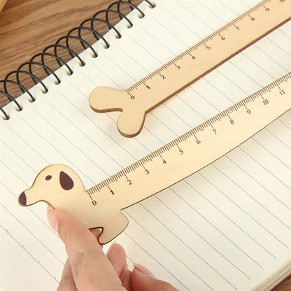 Cartoon Animal Wooden Student Ruler Office School Stationery