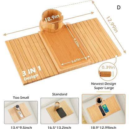 Sofa Arm Bamboo Table for Couch