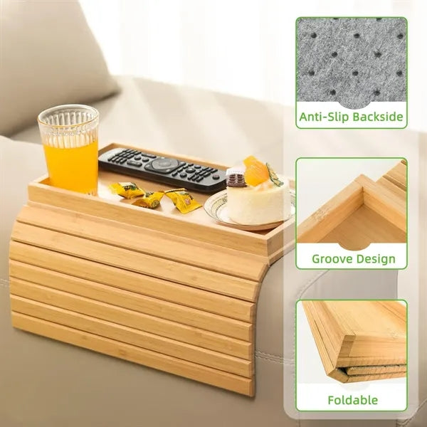 Sofa Arm Bamboo Table for Couch