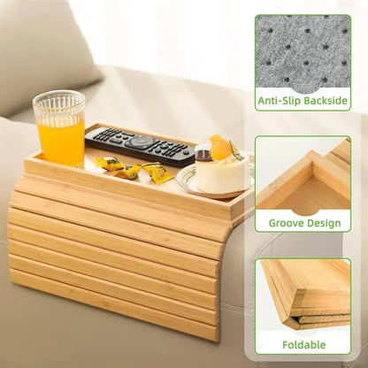 Sofa Arm Bamboo Table for Couch