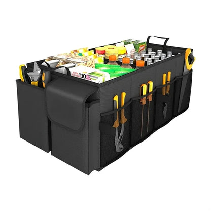 Car Trunk Organizer, Foldable, 2 Compartments, Black