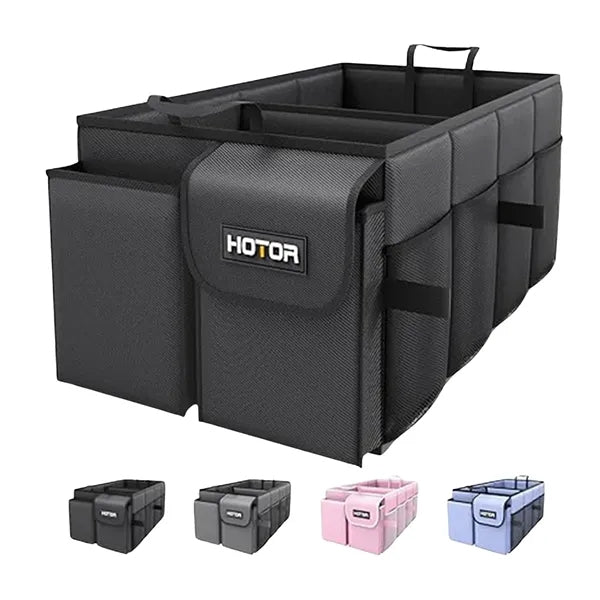 Car Trunk Organizer, Foldable, 2 Compartments, Black