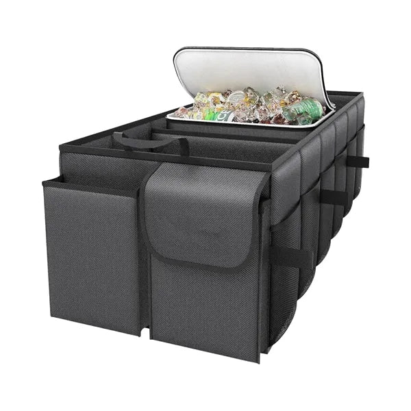 Car Trunk Organizer, Foldable, 2 Compartments, Black