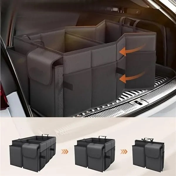 Car Trunk Organizer, Foldable, 2 Compartments, Black