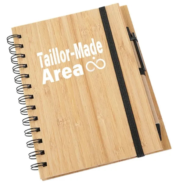 Spiral Bamboo Notepad Journals with Pen