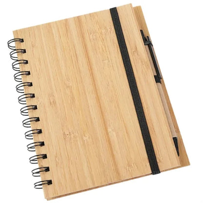 Spiral Bamboo Notepad Journals with Pen