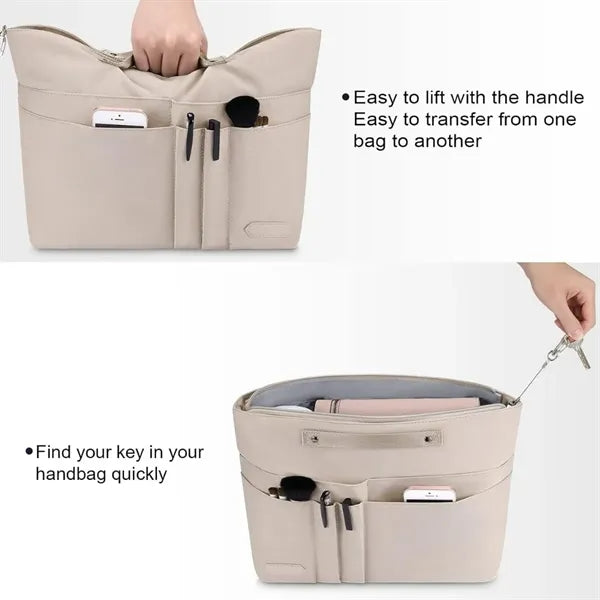 Multiple Pockets Purse Organizer Handbag Tote Bag