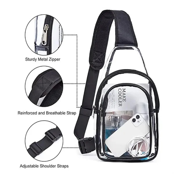 Stadium Approved PVC Crossbody Clear Sling Bag Backpack