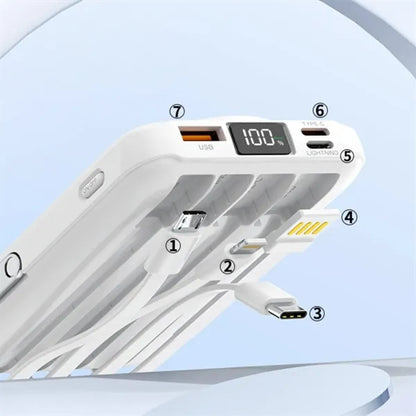 10000mAh 4 Built Cable Portable Charger Wireless Power Bank