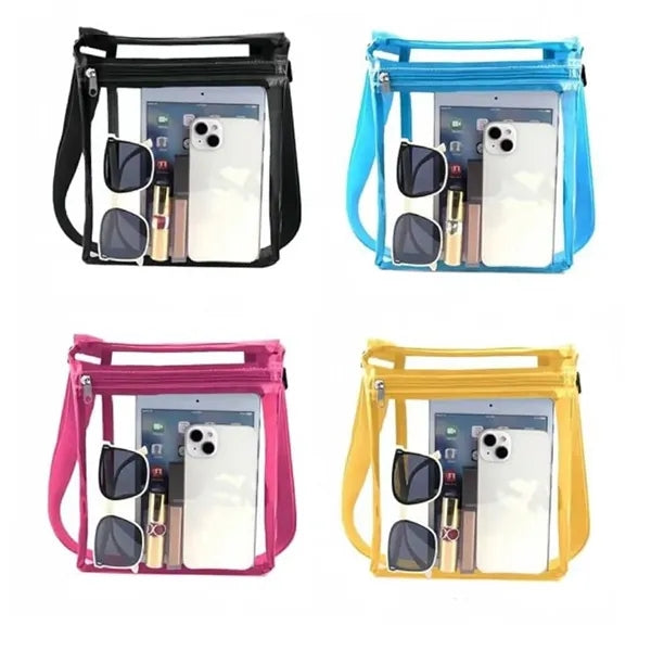 Stadium Approved PVC Crossbody Purse Black Clear Bag