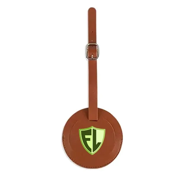 Round Shape PU Vegan Leather Luggage Tag