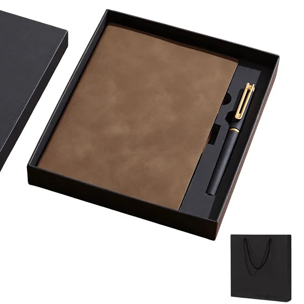 A5 Faux Leather Notebook Gift Set Custom Logo