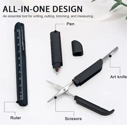 Multi-Tool Pen With Scissors, Ruler, And Art Knife