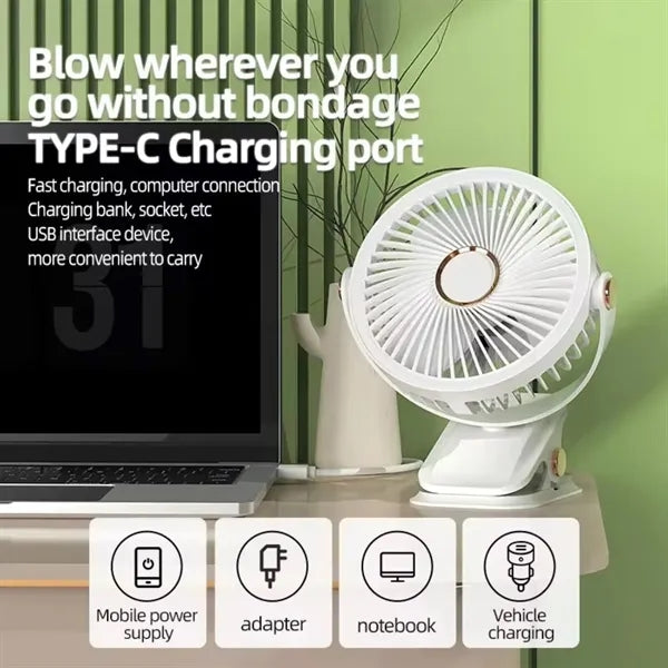 6 Inch USB Rechargeable Clip Fan with Light