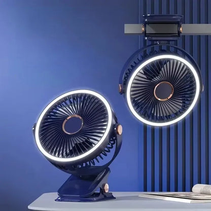 6 Inch USB Rechargeable Clip Fan with Light