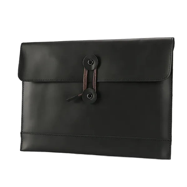13 Inch String Tie Closure Cowhide Leather Document Bag