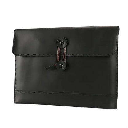 13 Inch String Tie Closure Cowhide Leather Document Bag