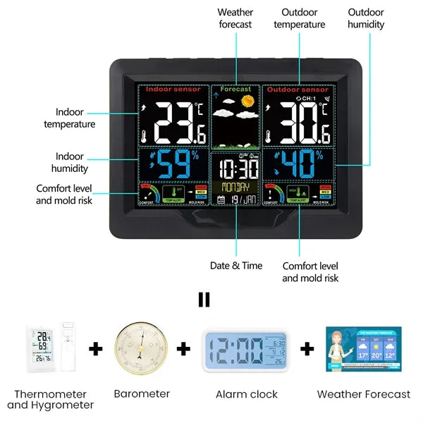 Wireless Weather Forecast Station Clock