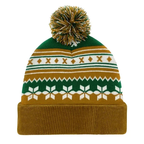 Knitted Acrylic Cuff Winter Beanie with Pom
