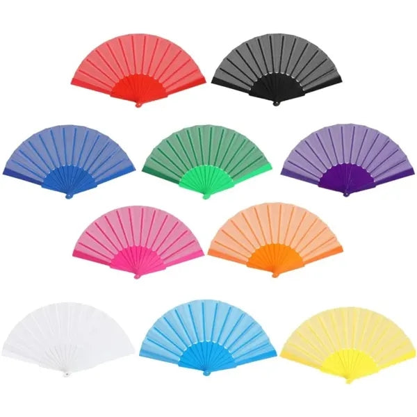 Plastic Handle Folding Fabric Hand Fan