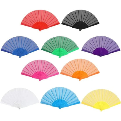 Plastic Handle Folding Fabric Hand Fan