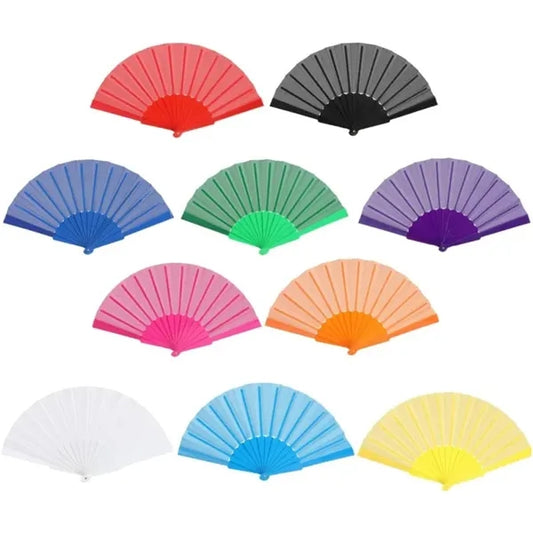 Plastic Handle Folding Fabric Hand Fan