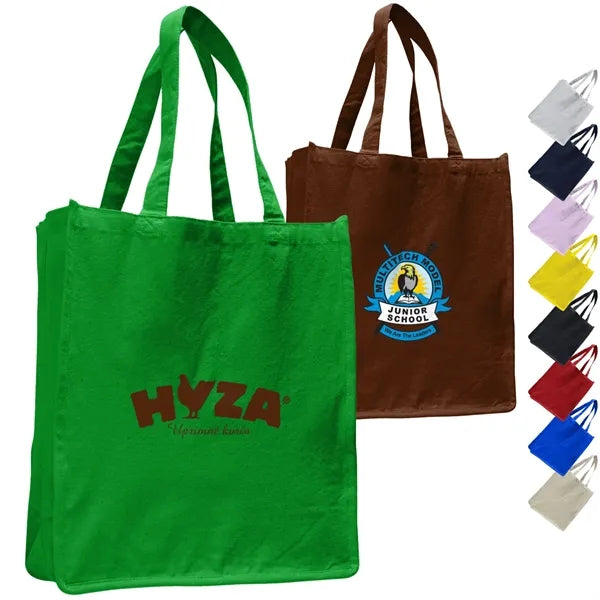 Large Cotton Canvas Book Tote Bag w/ Reinforced Sides