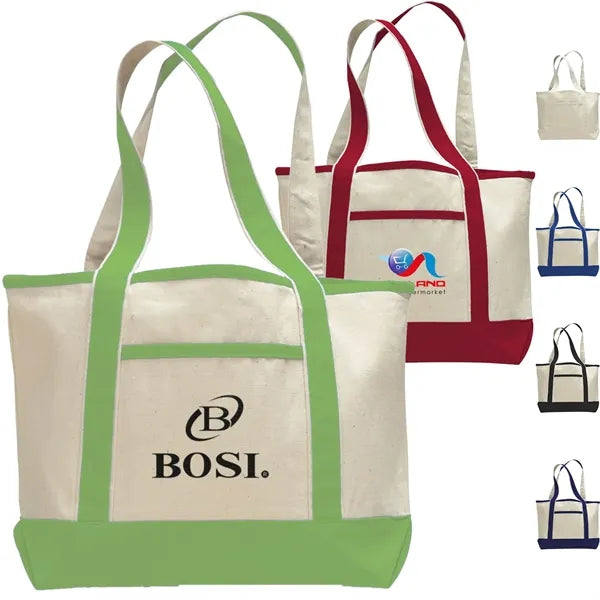 Large Custom Cotton Canvas Tote Bags w/ Interior Pocket 12oz