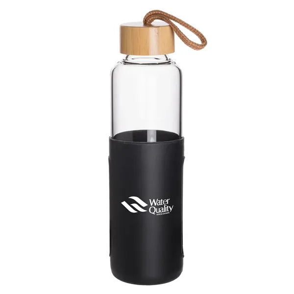 Eden 18 Oz Glass Bottle With Bamboo Covered Lid